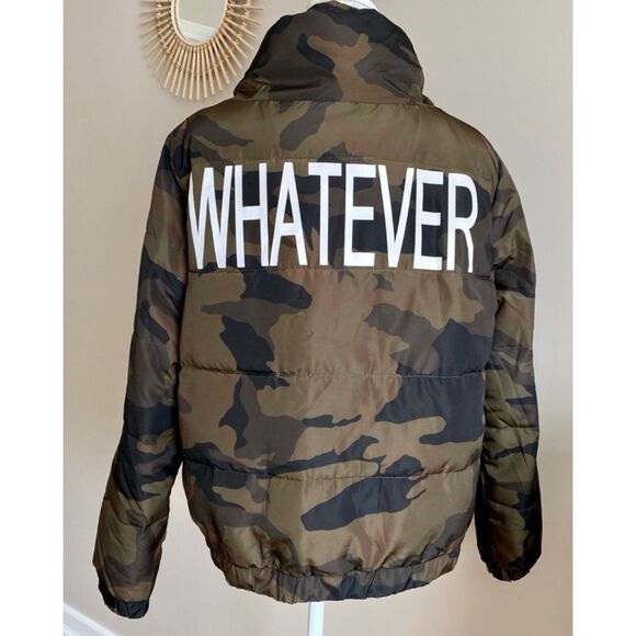 Zara Rare Camo WHATEVER Puffer Jacket size L / Pristine - Picture 9 of 13